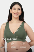 247 (Upgraded) Modal Padded Maternity Feeding Bra - Sage Green