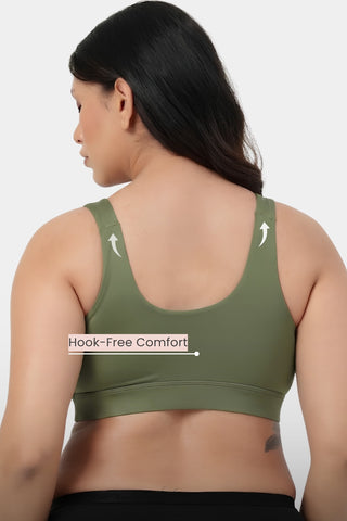 247 (Upgraded) Modal Padded Maternity Feeding Bra - Sage Green