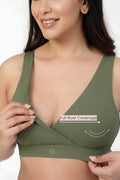 247 (Upgraded) Modal Padded Maternity Feeding Bra - Sage Green