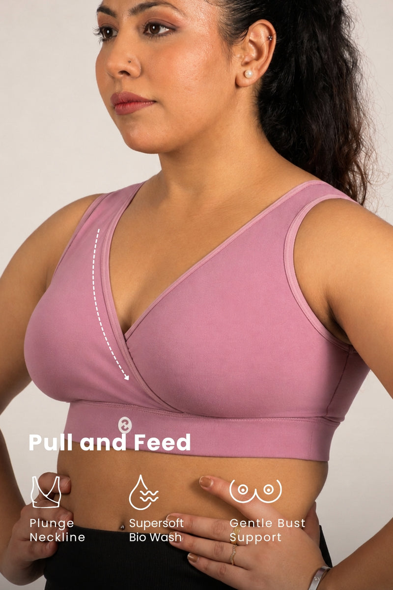 247 Cotton Non Padded Yoga Bra - Mauve
