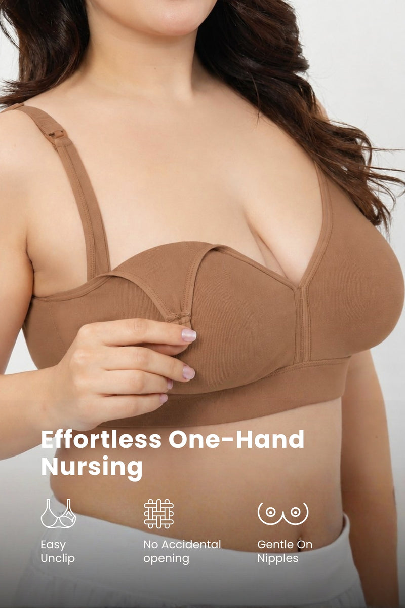Lira Ribbed Cotton Nursing Padded Bra - Honey