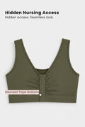Ruched Tape-Button Nursing Bra - Forest Green