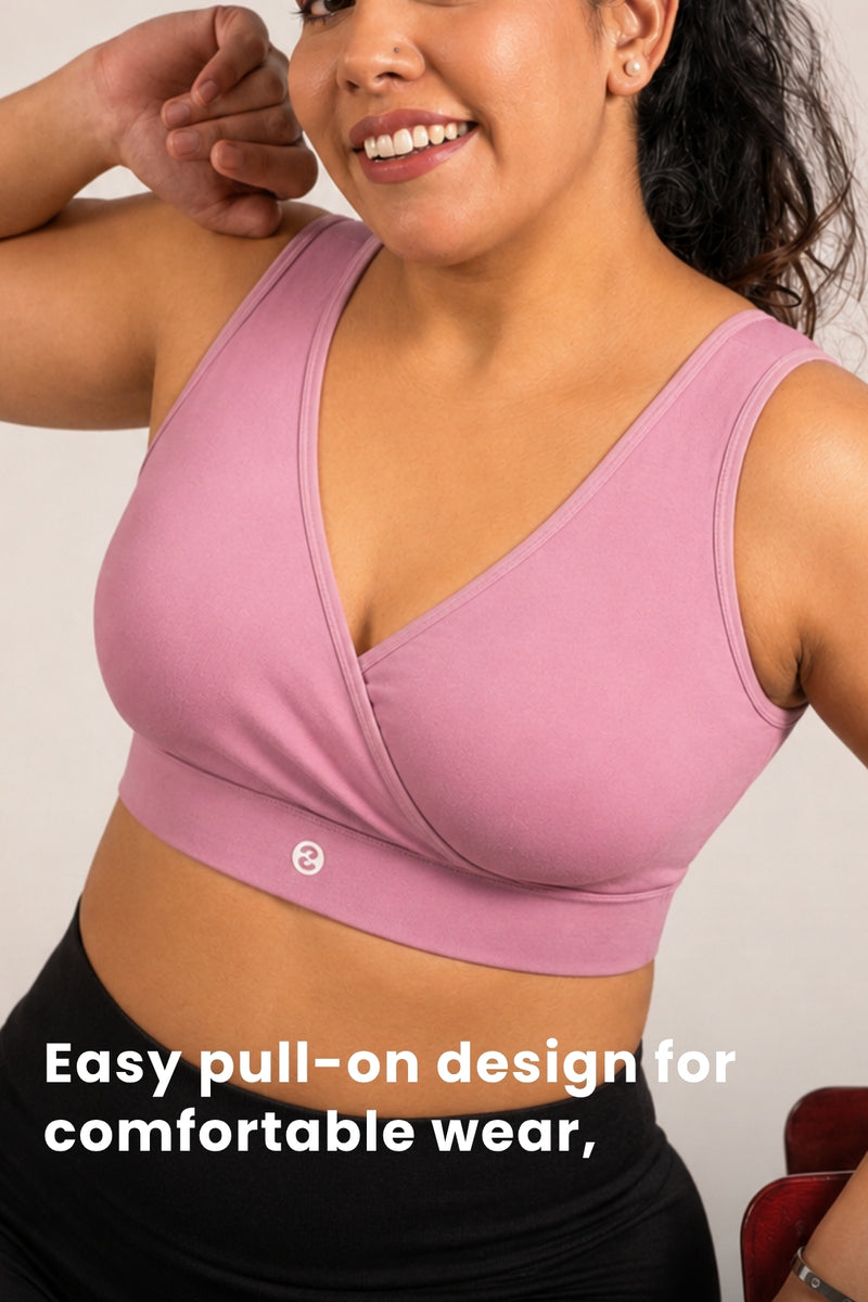 247 Cotton Non Padded Yoga Bra - Mauve
