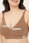 Lira Ribbed Cotton Nursing Padded Bra - Honey
