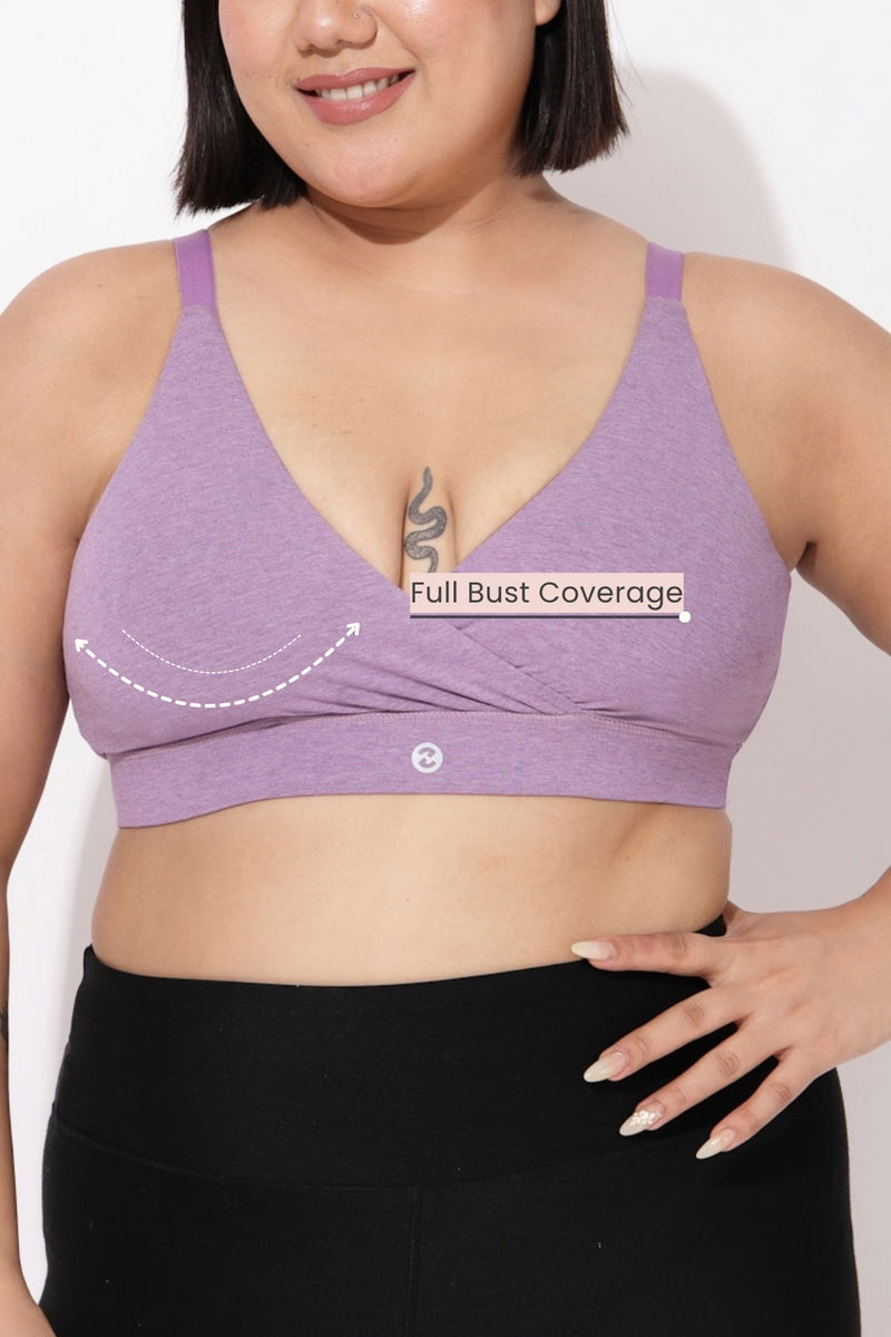 247 Extra Support Cotton Feeding Bra with Adjuster - Melange Purple