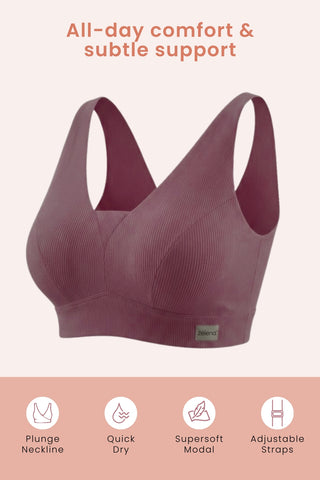 Sera Fine-Rib Bra - Dark Berry