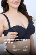 Lira Ribbed Cotton Nursing Padded Bra - Navy