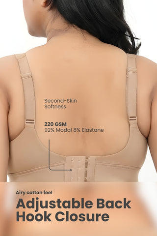 Natural Shape Modal Bra Pack of 3 - (Light Skin, Coral & Black)