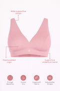 Fixed Padded Modal Maternity Bra with Support - Light Pink