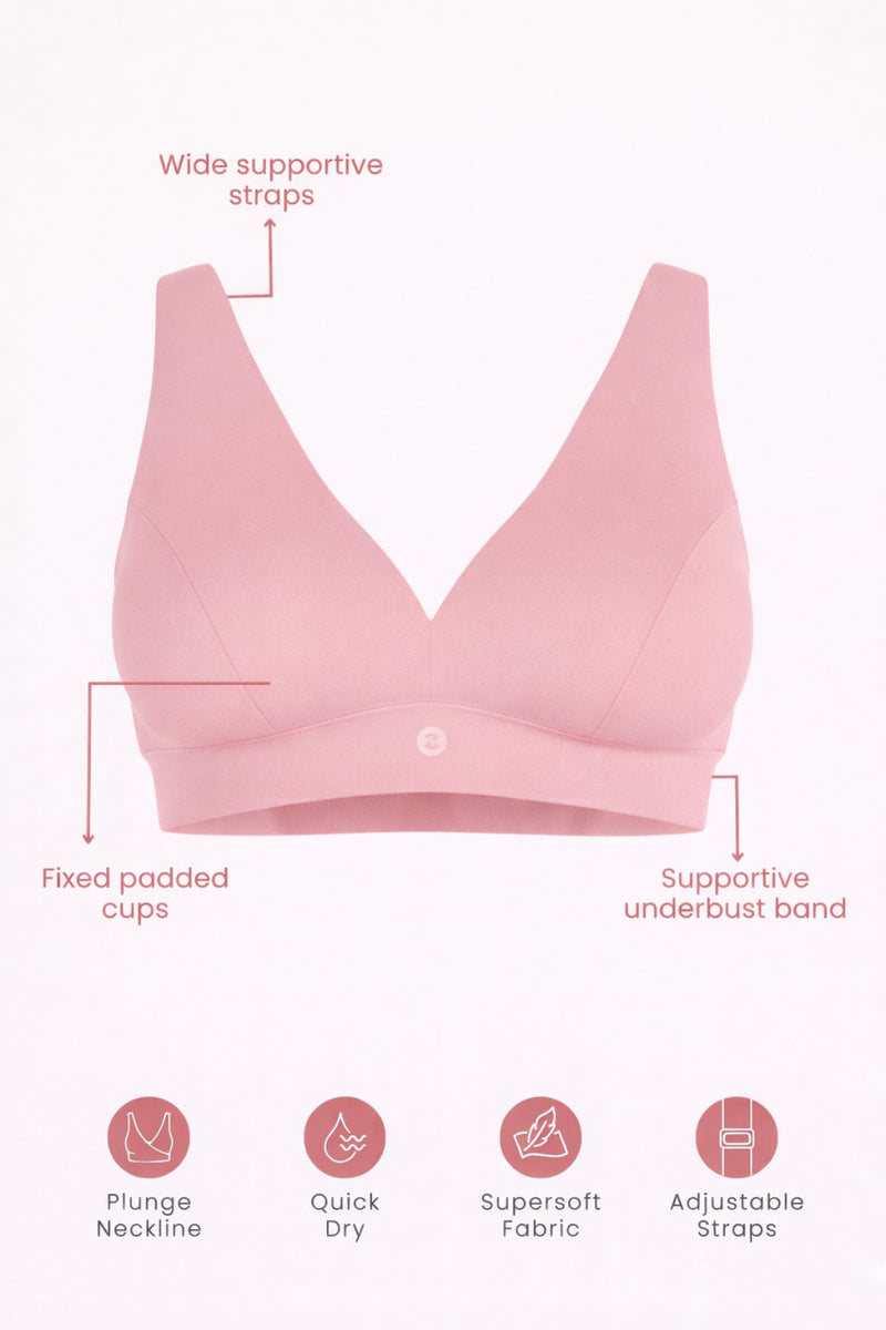 Fixed Padded Modal Maternity Bra with Support - Light Pink
