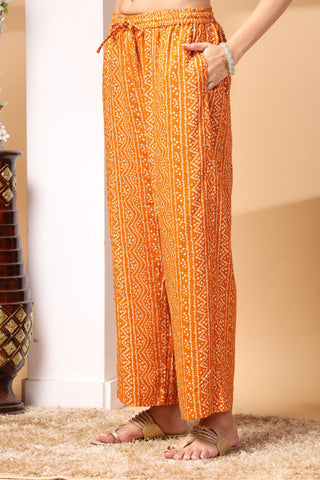 Mustard Bandhani Print Zipless Feeding Kurta Pant Set with Dupatta