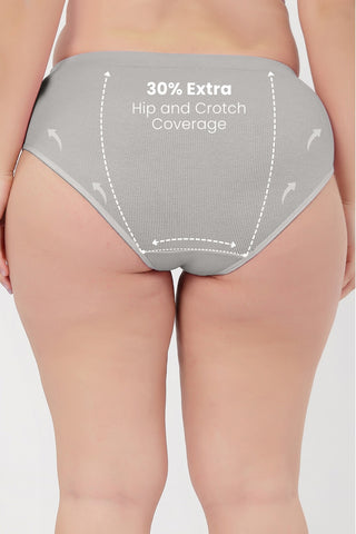 Sera Fine Rib Mid Rise Hipster - Grey Melange