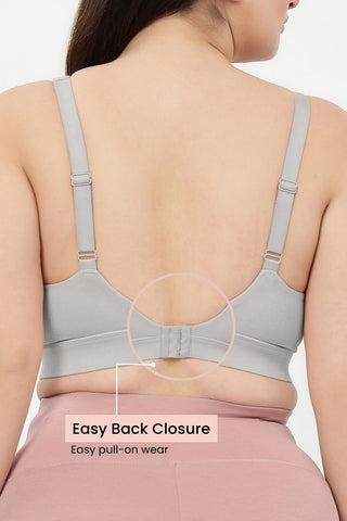 SecureFit Cotton Fixed-Pad Feeding Bra - Grey Melange