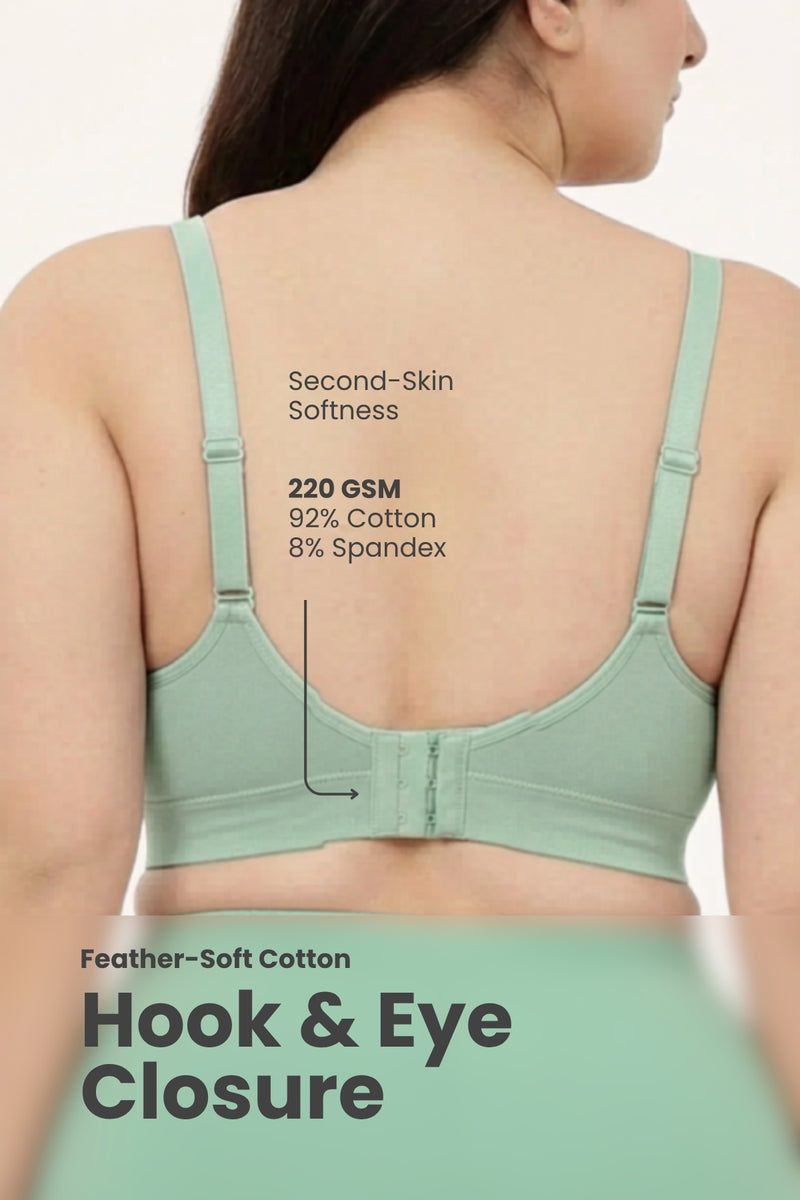 SecureFit Cotton Fixed-Pad Bra - Mint
