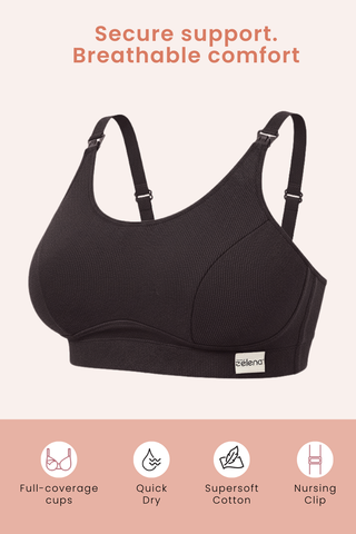 Riva Fine-Rib Cotton Feeding Bra - Black