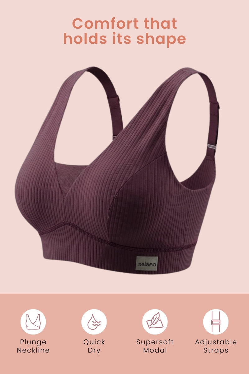 Sera Broad-Rib Bra - Dark Berry