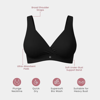 247 Black Modal Padded Maternity Feeding Bra