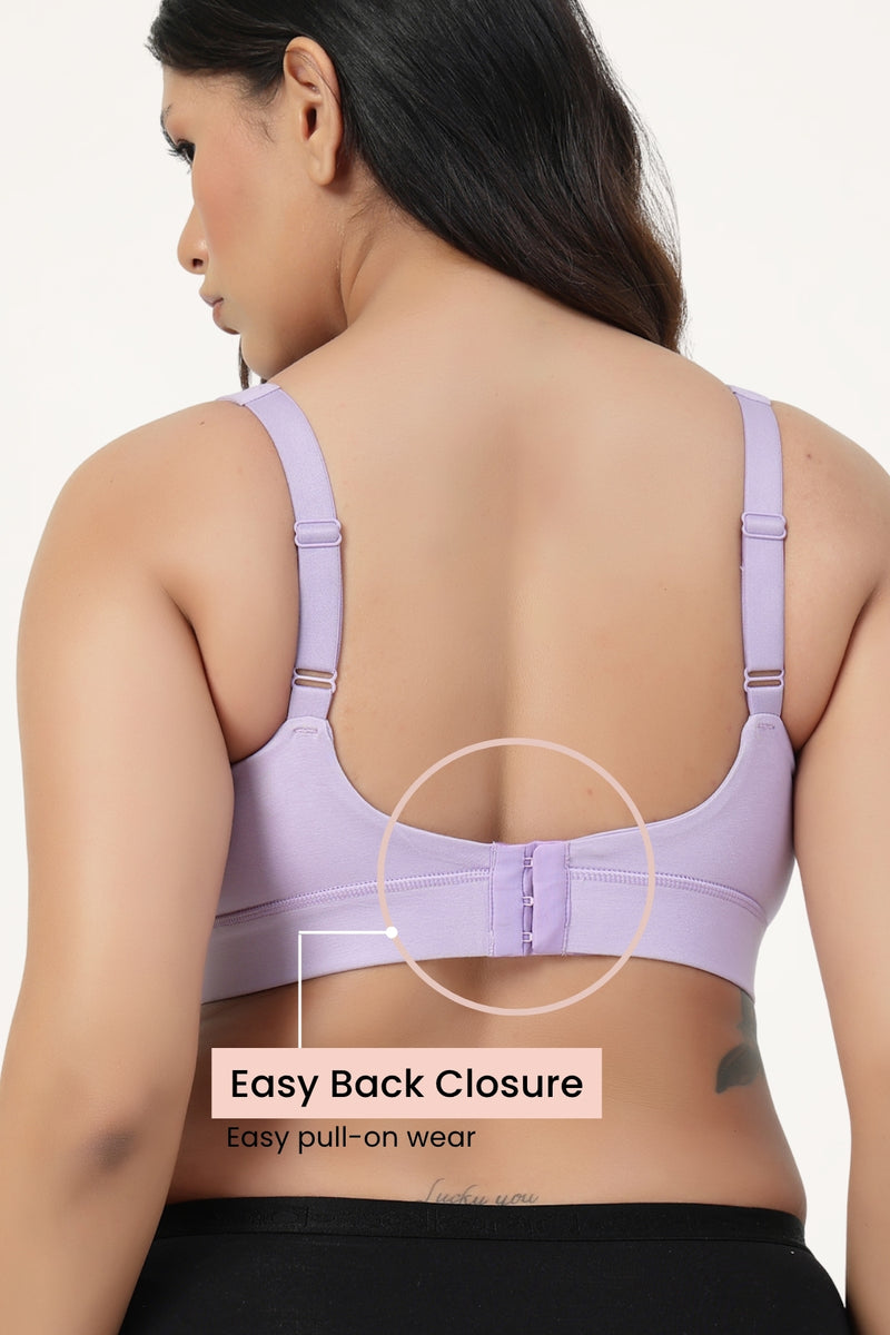 SecureFit Cotton Fixed-Pad Bra - Lavender