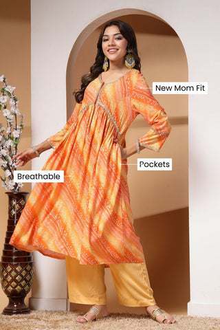 Sunset Serenade Zipless Maternity Kurta Set