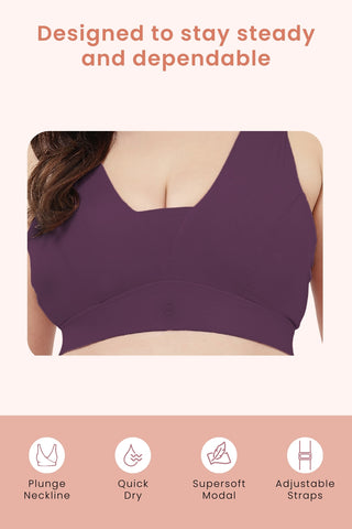 SecureFit Cotton Fixed-Pad Feeding Bra - Mauve Rose