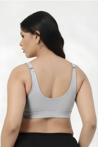 247 Extra Support Cotton Feeding Bra with Adjuster - Grey Melange