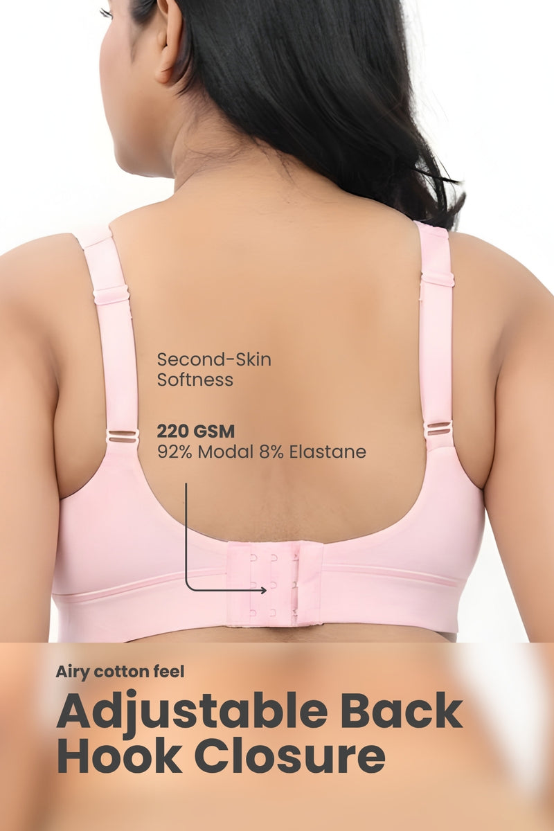 Fixed Padded Modal Maternity Bra with Support - Light Pink