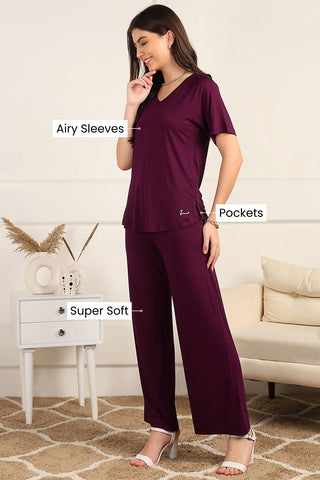 Burgundy Maternity Pajama Set
