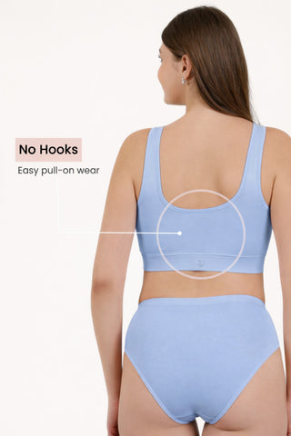 Ruched Modal Front-Open Bra - (Pack Of 3) (Black, Airforce, Cornflower Blue)