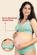 Mint Green Feeding Bra: Wire-free, seamless design for skin comfort.
