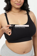 Riva Fine-Rib Cotton Feeding Bra - Black