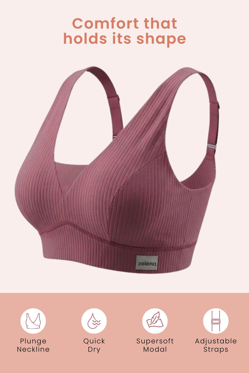 Sera Broad-Rib Bra - Blush