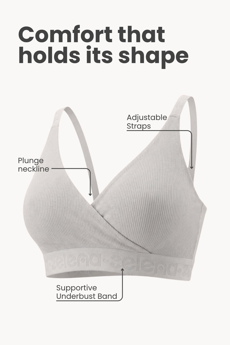 Zena Fine-Rib Bra - Grey Melange