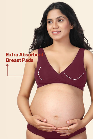 247 Maroon Padded Maternity Feeding Bra