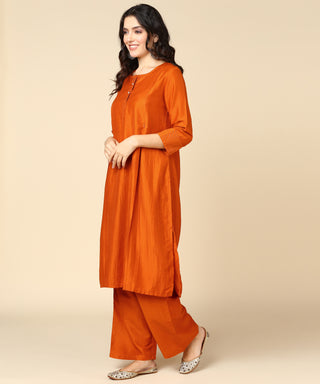 Orange Maternity Suit Set with Dupatta - House Of Zelena™