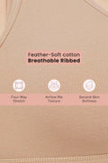 Lira Ribbed Cotton Nursing Padded Bra - Skin