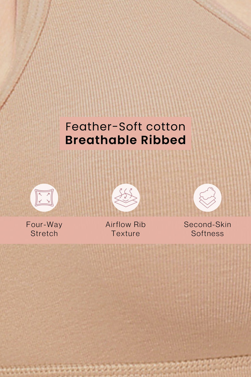 Lira Ribbed Cotton Nursing Padded Bra - Skin