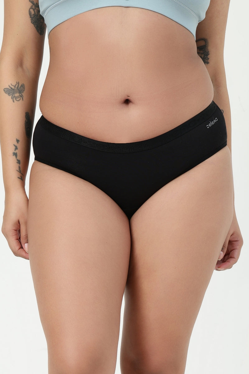 Cotton Mid-Rise Hipster - Black