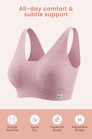 Sera Fine-Rib Bra - Pink