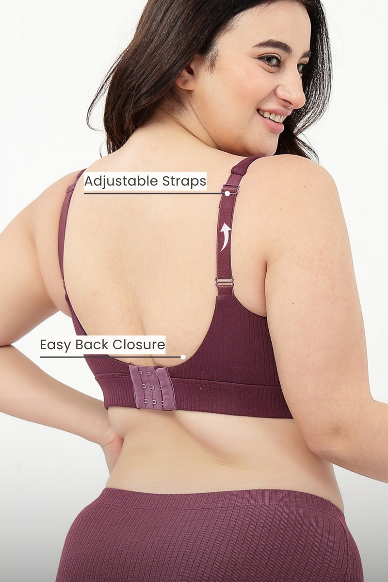 Natural Shape Wide Rib Bra - Dark Berry