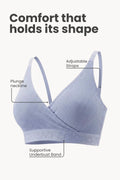 Zena Fine-Rib Bra - Soft Blue