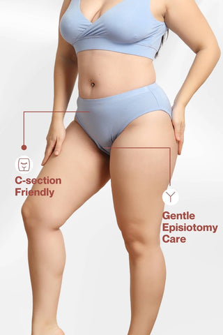 Light Blue Panty; fabric is easily washable, promoting frequent hygiene.