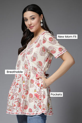 Pure Cotton Printed Maternity Feeding Top