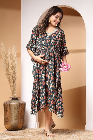 Timeless Ikat Maternity Kaftan Dress