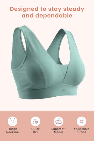 SecureFit Cotton Fixed-Pad Feeding Bra - Mint