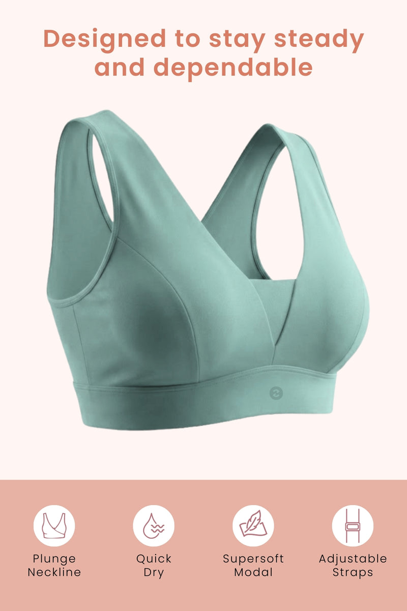 SecureFit Cotton Fixed-Pad Bra - Mint