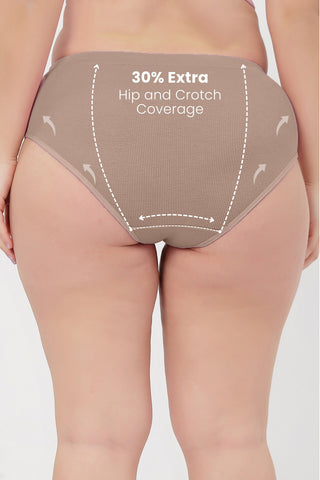 Sera Fine Rib Mid Rise Hipster Pack of 3 - (Skin, Grey Melange, Black)