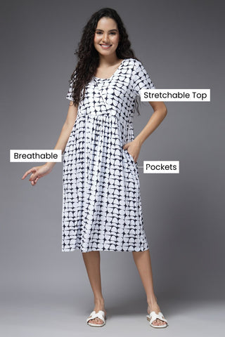 Graphic Elegance Maternity Feeding Dress