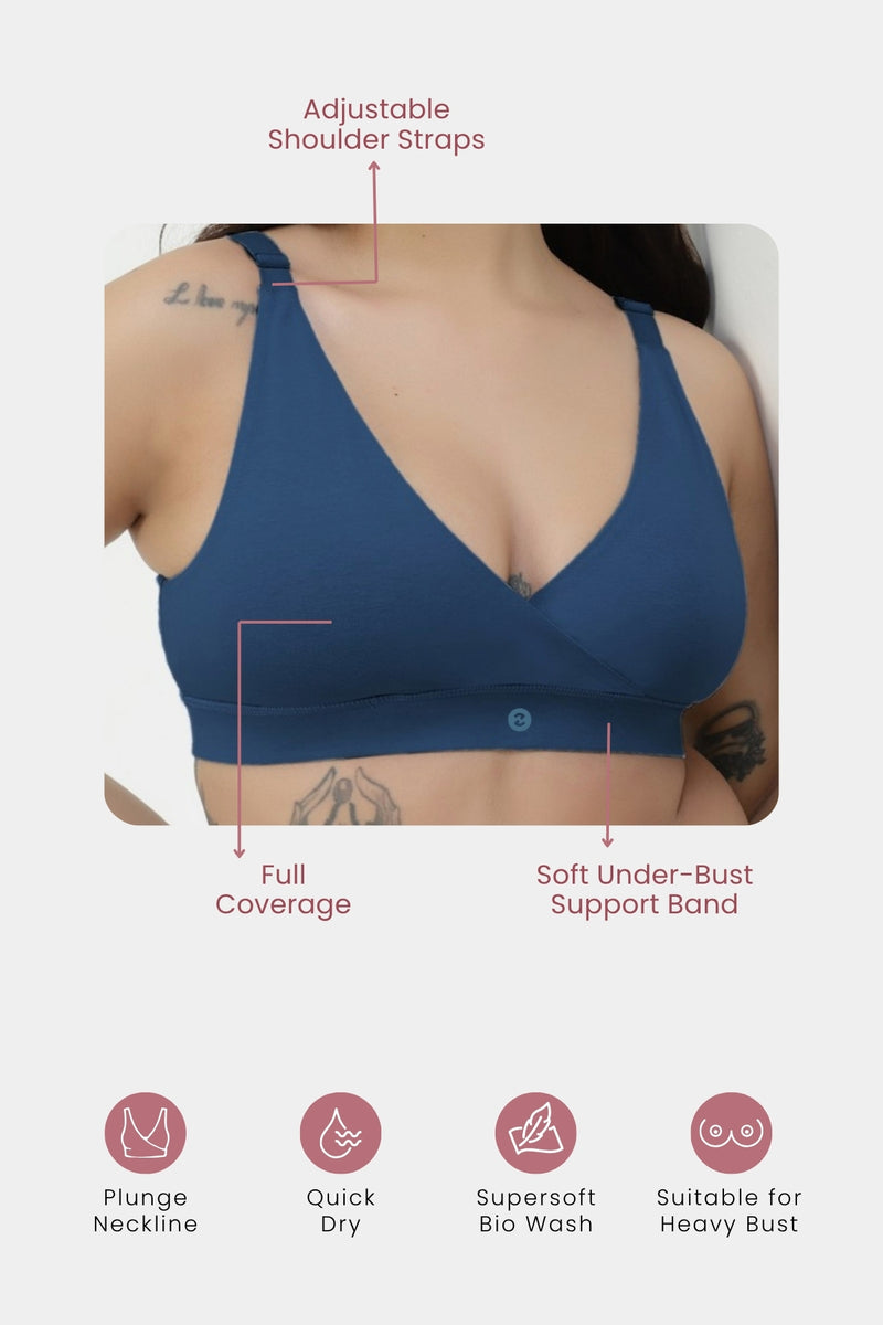 247 Extra Support Cotton Feeding Bra with Adjuster - Airforce