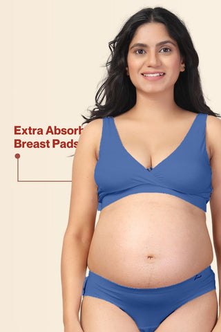 247 Melange Blue Padded Maternity Feeding Bra