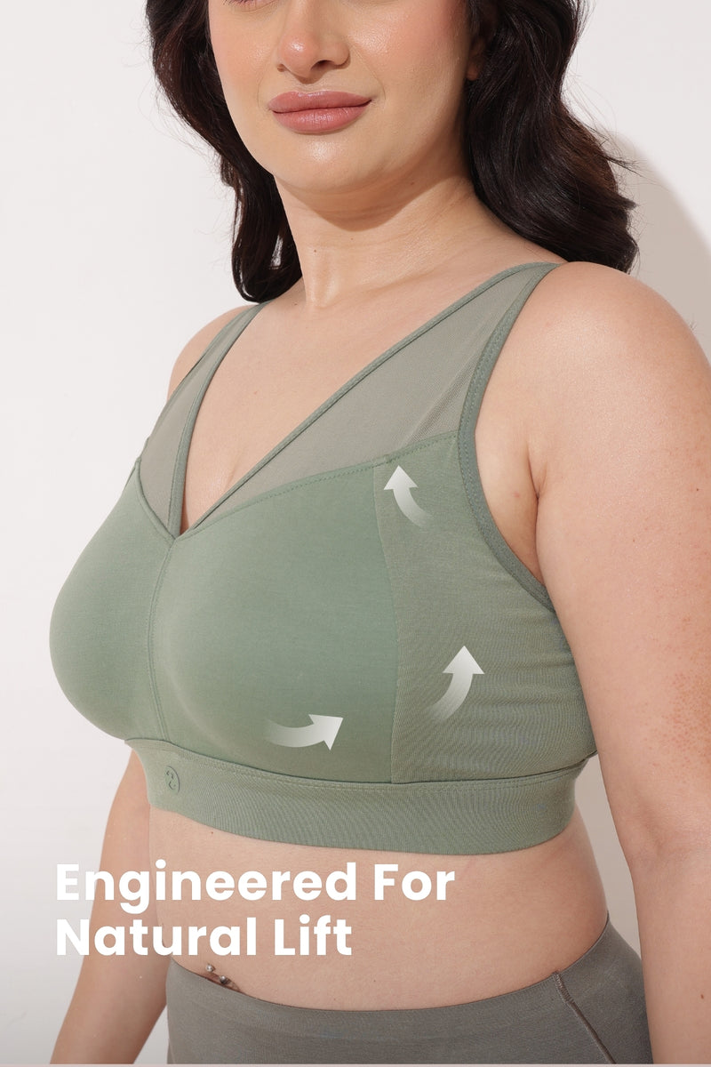 Sculpt & Lift Powermesh Bra - Sage Green